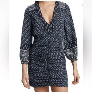 Veronica Beard Blue Patterned Long Sleeve Dress